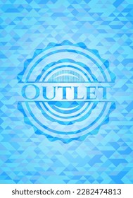 Outlet light blue emblem. Mosaic background. 