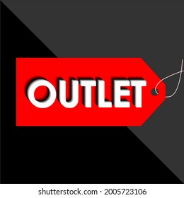 Outlet, low price tag and promotion, with products sold from the industry directly to the consumer. Red, black, gray and white colors.