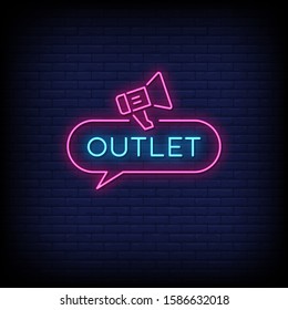Outlet Neon Signs Style Text vector