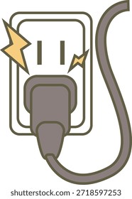 Ilustração de tomada e plugue e energia elétrica, versão conectada