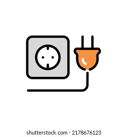 Outlet with a plug сolor line icon. Pictogram for web page.