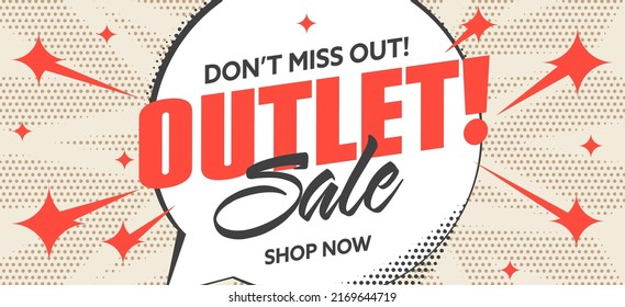 Outlet sale special offer advertising banner template. Discount announcement for marketing promotion campaign vector illustration