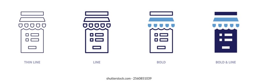 Outlet shopping icon in 4 different styles. Thin Line, Line, Bold, and Bold Line. Duotone style. Editable stroke.