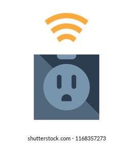 Outlet with signal icon vector illustration in flat color design