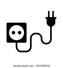 Outlet silhouette icon connected to a socket. Charging. Vector.