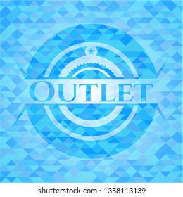 Outlet sky blue emblem with mosaic ecological style background