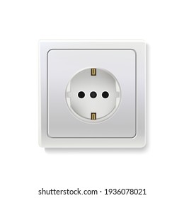 Outlet or socket. Electric power connector for plugs or power at home vector illustration. Household plastic device for energy and light production isolated on white background.