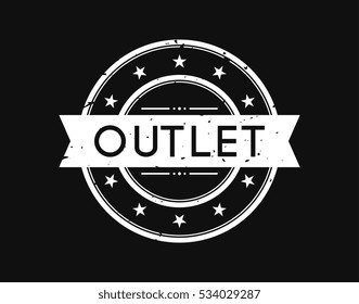outlet. stamp mark white on black background