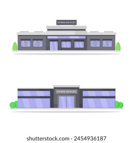 Outlet store buildings illustrated in vector