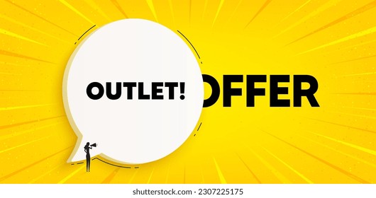 Outlet tag. Chat speech bubble banner. Special offer price sign. Advertising discounts symbol. Outlet speech bubble message. Talk box background. Vector