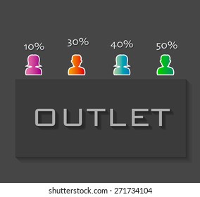 Outlet text with shadow on dark background.