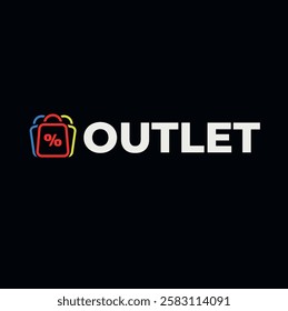 outlet text in vector with shopping bags. Shop Sale