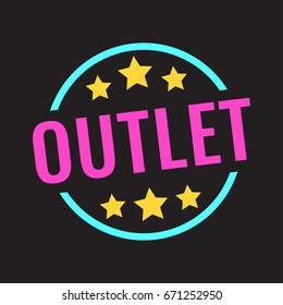 Outlet. Vector badge illustration on dark background.