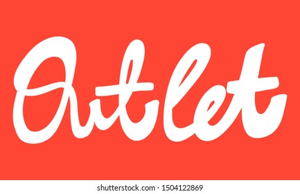 Outlet. Vector hand drawn illustration with cartoon lettering. Good as a sticker, video blog cover, social media message, gift cart, t shirt print design.