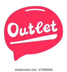 Outlet. Vector lettering, hand drawn illustration on white background.