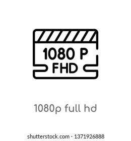 outline 1080p full hd vector icon. isolated black simple line element illustration from cinema concept. editable vector stroke 1080p full hd icon on white background