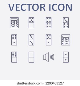 Outline 12 balance icon set. domino, sound and calculator vector illustration