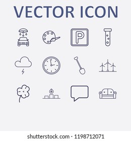 Outline 12 blue icon set. palette, award, parking, shovel, car wash and bubble chat vector illustration