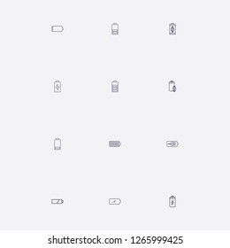 Outline 12 energy icon set. car battery,generation and charger vector illustration