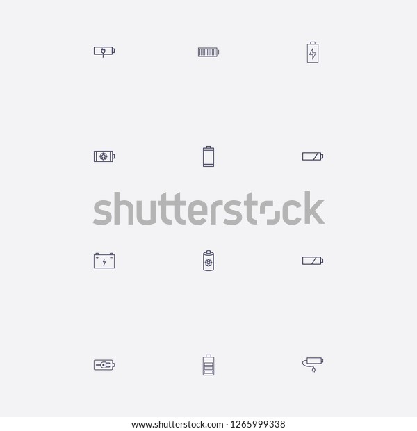 Outline 12 energy icon set. car\
battery,generation and charger vector\
illustration