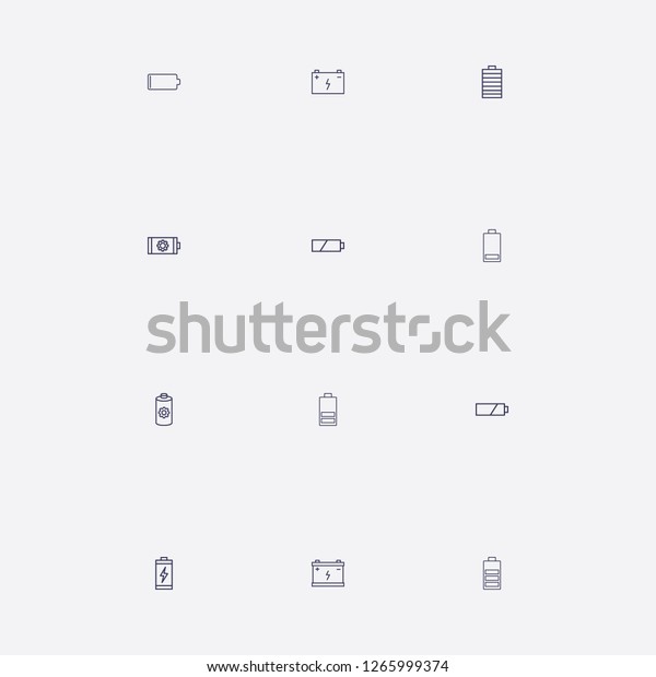 Outline 12 energy icon set. car\
battery,generation and charger vector\
illustration