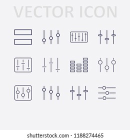 Outline 12 equal icon set. equally and equalizer vector illustration