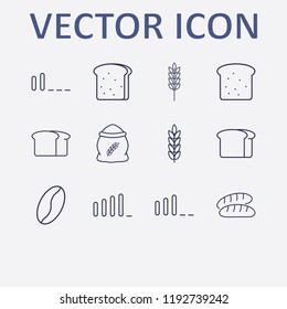 Outline 12 grain icon set. spike, coffee bean, signal bars, bread and flour vector illustration
