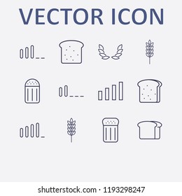 Outline 12 grain icon set. bread, signal bars, salt, wheat and spike vector illustration