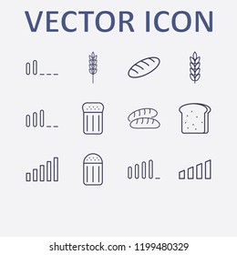 Outline 12 grain icon set. bread, salt, signal bars and spike vector illustration