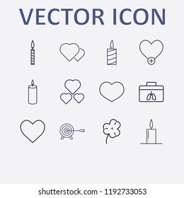 Outline 12 hope icon set. clover, targer, add heart, heart, organ donation and candle vector illustration