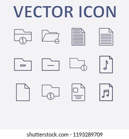 Outline 12 messy icon set. information folder, document and remove folder vector illustration