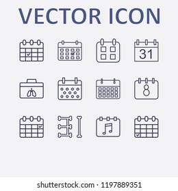 Outline 12 month icon set. organ donation, calendar and calendar check vector illustration