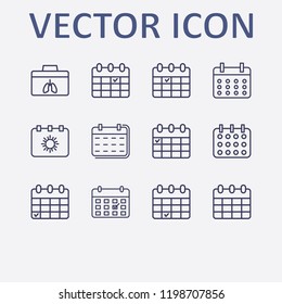 Outline 12 month icon set. calendar and organ donation vector illustration