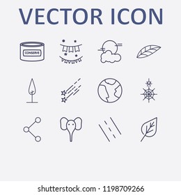 Outline 12 nature icon set. spider web, tree, earth, road, conserve and share vector illustration