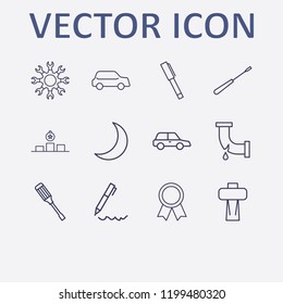 Outline 12 shiny icon set. car, award, screwdriver, moon, pen and setting vector illustration