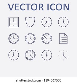 Outline 12 tick icon set. document list, clock and check vector illustration