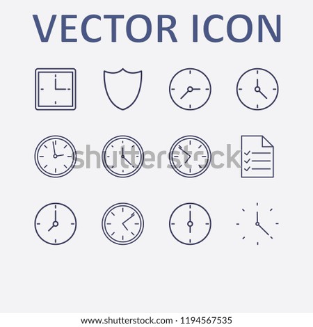 Outline 12 tick icon set. document list, clock and check vector illustration
