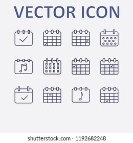 Outline 12 week icon set. calendar check and calendar vector illustration