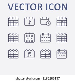 Outline 12 week icon set. calendar and calendar time vector illustration