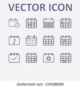 Outline 12 week icon set. calendar time, calendar and calendar check vector illustration