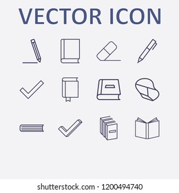Outline 12 writing icon set. doctor, book, pen, check and eraser vector illustration