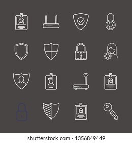 Outline 16 access icon set. key, lock, shield and router vector illustration
