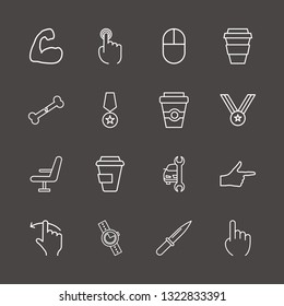 Outline 16 arm icon set. click, medal, one finger and finger click vector illustration