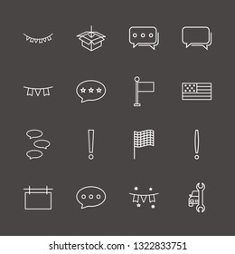Outline 16 banner icon set. download box, exclamation, garland and car service vector illustration