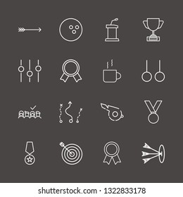 Outline 16 competition icon set. selected, medal, bow arrow and tribune vector illustration