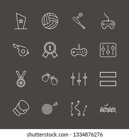 Outline 16 competition icon set. equally, target, strategy and award vector illustration
