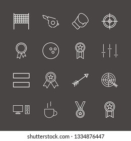 Outline 16 competition icon set. aim, equalizer, pc and boxing glove vector illustration
