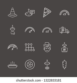 Outline 16 fast icon set. bot chat, doner food, speed shifter and chat bot vector illustration