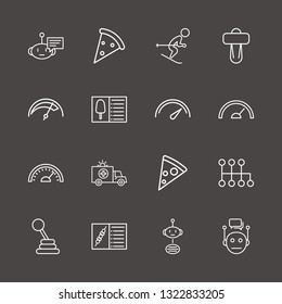 Outline 16 fast icon set. chat bot, pizza, bot chat and ambulance vector illustration