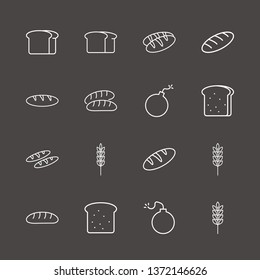 Outline 16 flour icon set. bomb, spike and bread vector illustration